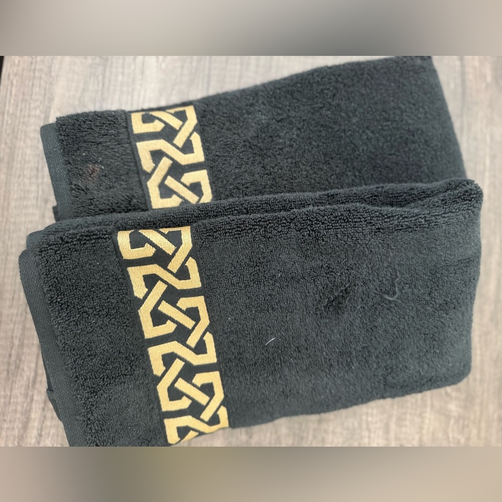 Bebe Black and Gold Celtic Knot Hand Towel